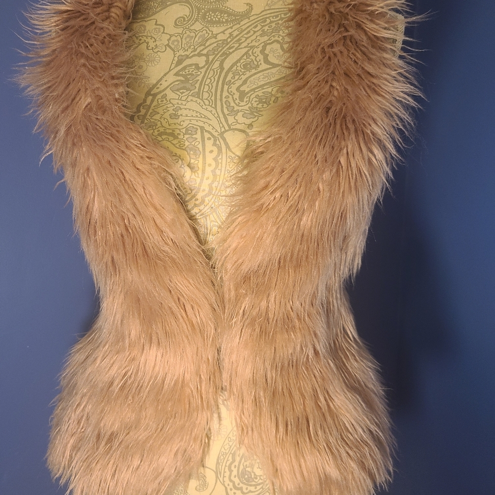 Fuzzy open front vest coat